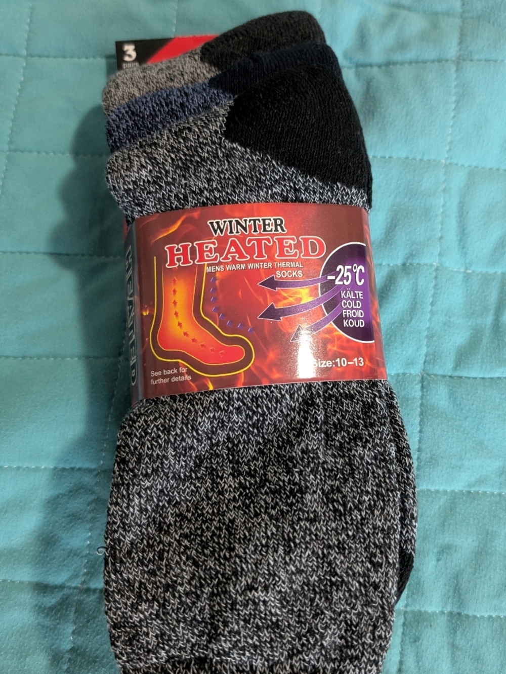 Winter Heated Men's Thermal Socks - Black/Gray
